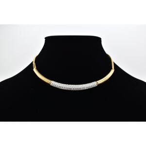 TC TouchStone Crystal Swarovski Collar Necklace Pavé Rhinestone Y2K Signed Bin6B